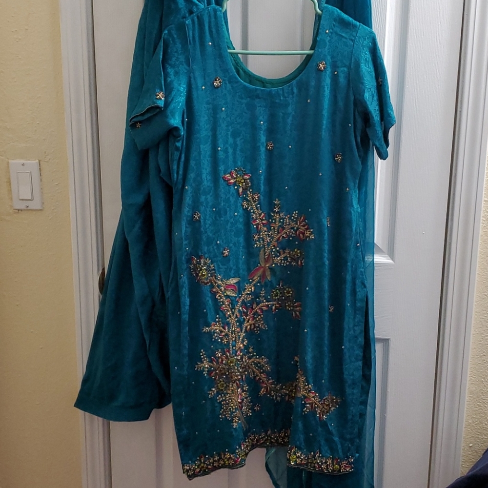 Dark Teal, Partywear Patiala Suit